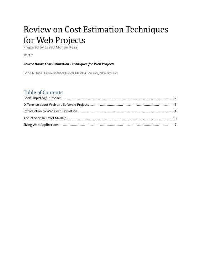 Cost Estimation Techniques for Web Projects